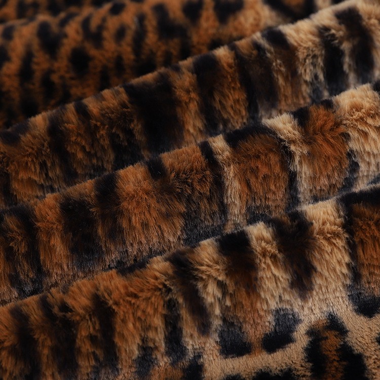 Leopard Print Rabbit Fur Fabric